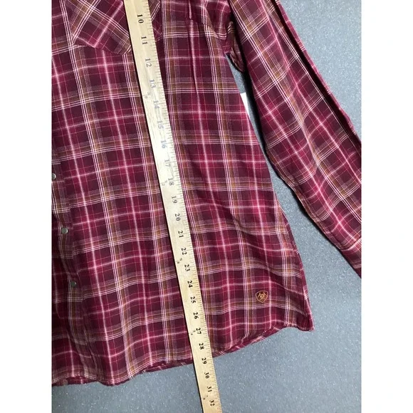 Ariat Real Womens Trailblaze Snap Shirt 1X Maroon Plaid Western Cowgirl Core NWT - Picture 6 of 9
